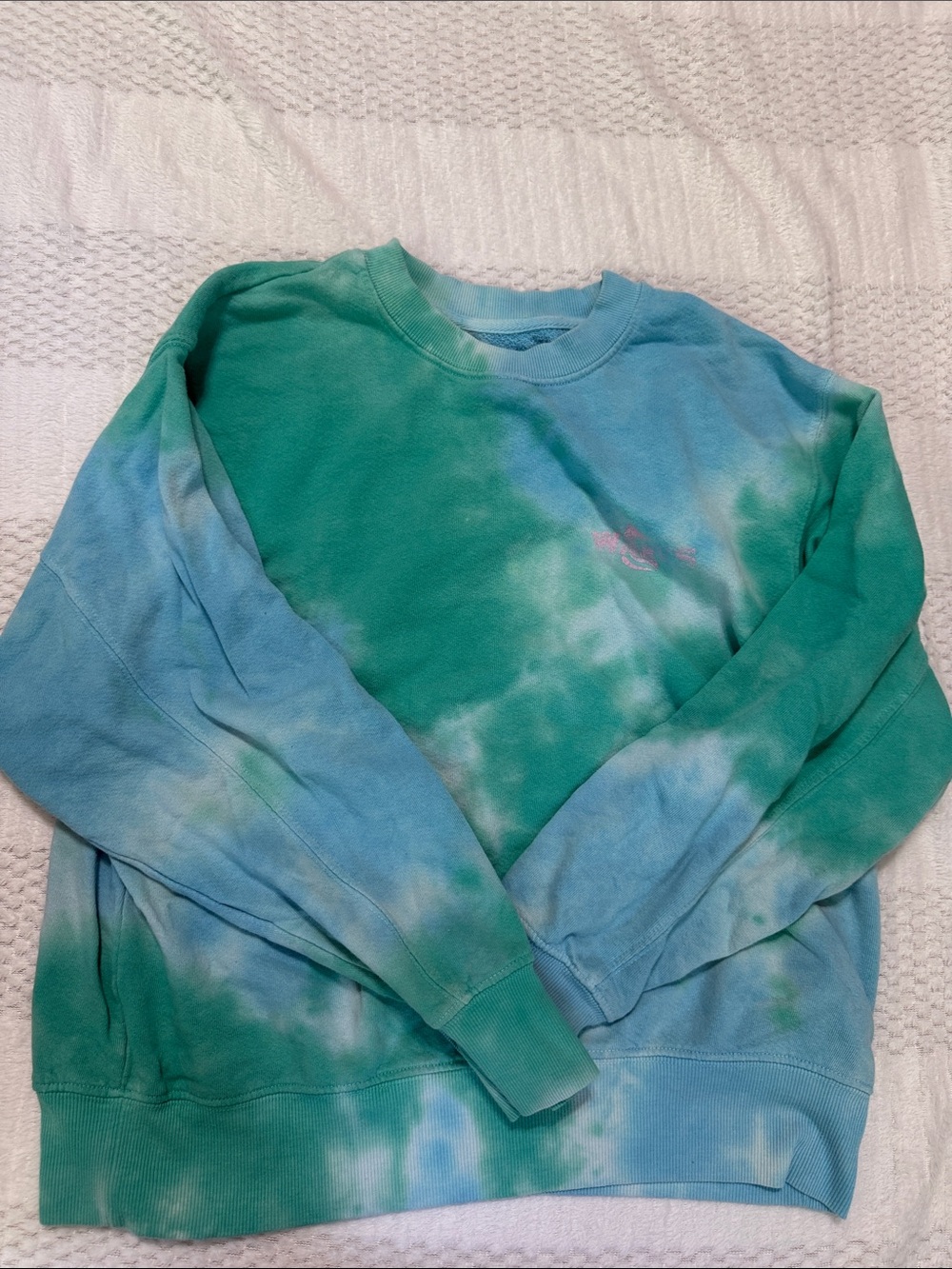 Billabong Green & Light Blue Tie-Dye Crewneck Sweatshirt